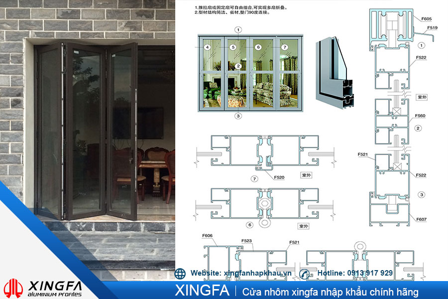 Cửa xếp trượt nhôm xingfa hệ 63